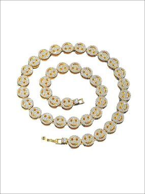 925 Sterling Silver Smiley Face Bracelet & Necklace Set